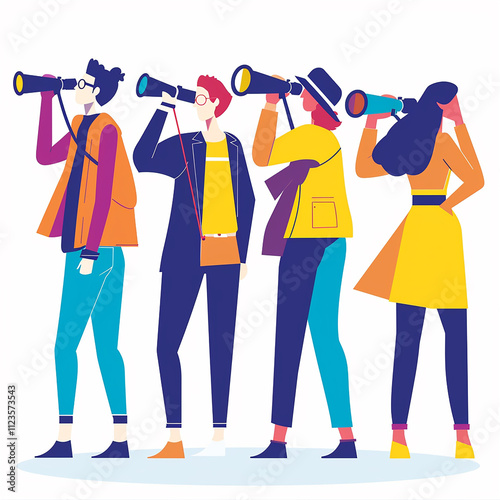 Team looking for opportunities vector style minimalist