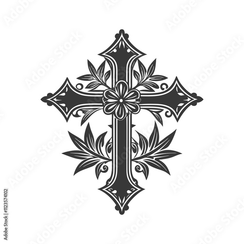 Vintage Religious Original Cross Template Vector Illustration