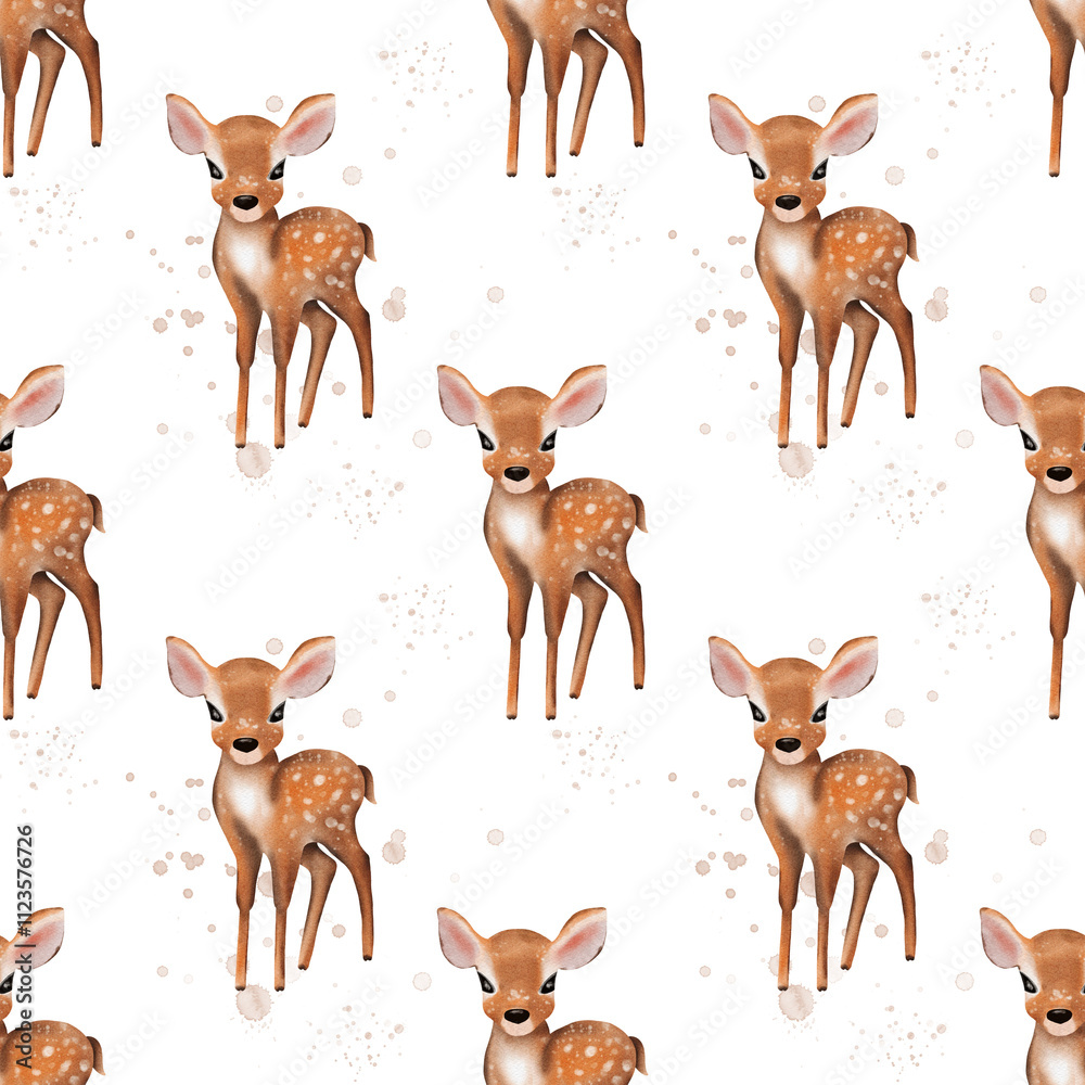 Obraz premium Little brown deer seamless pattern