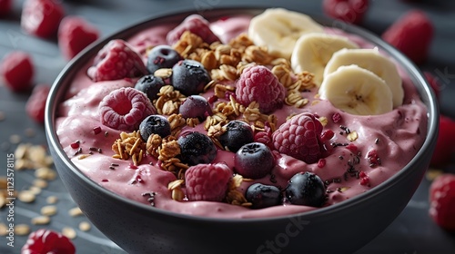 Wallpaper Mural Vibrant Berry Smoothie Bowl with Granola and Fresh Fruits - A Refreshing and Nutritious Meal Perfect for Breakfast or Snack Time Torontodigital.ca