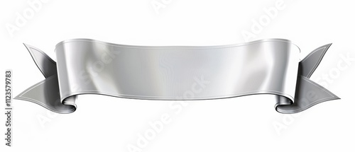 Obraz na płótnie Silver banner ribbon isolated white, perfect for design, decoration, or award themes. w salonie