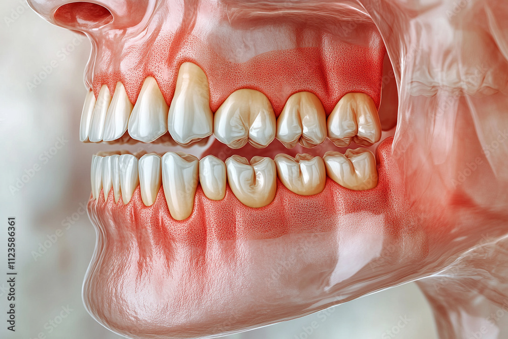 Obraz premium Side view illustration of dental anatomy