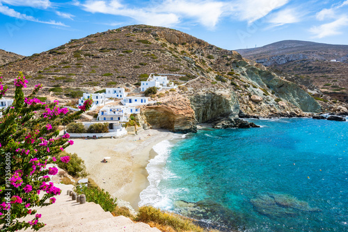 Fototapeta Naklejka Na Ścianę i Meble -  View of stunning Agkali sea bay and beach, Folegandros island, Cyclades, Greece