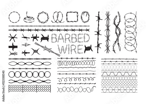 Barbed Wire vector, Barbed Wire clipart, Barbed Wire silhouette.