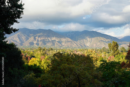 View of the San Gabriel Mountains from Arcadia, California.