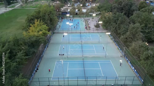 Aerial View of a Multi-Sport Park at Dusk