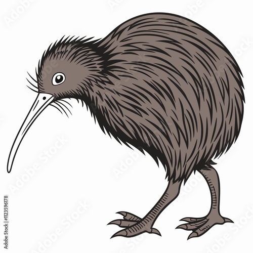 a-black-kiwi-bird-is-walking-alone vector illustration