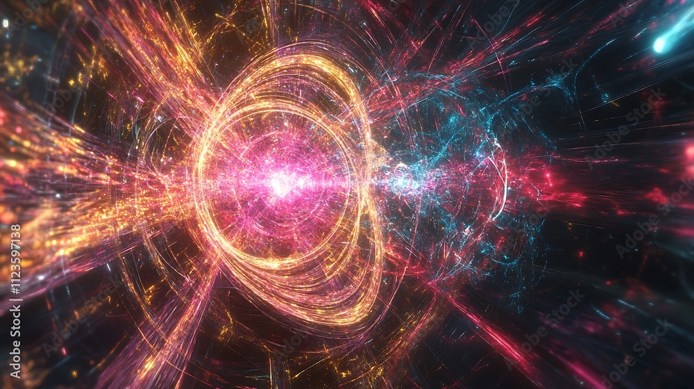 Obraz premium AI controlling a massive energy beam used to study subatomic particles.