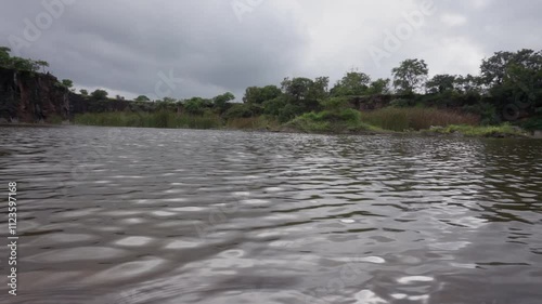 Water ripple in the windy lake