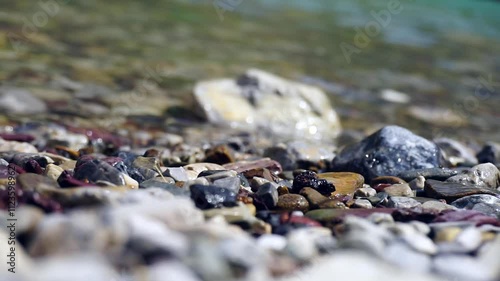 Water flowing on the Ganges river bank in Rishikesh
