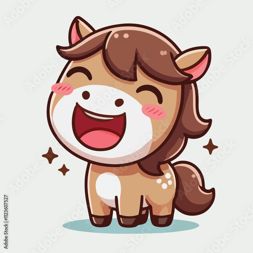 Vector pony horse laughing and cheerful
