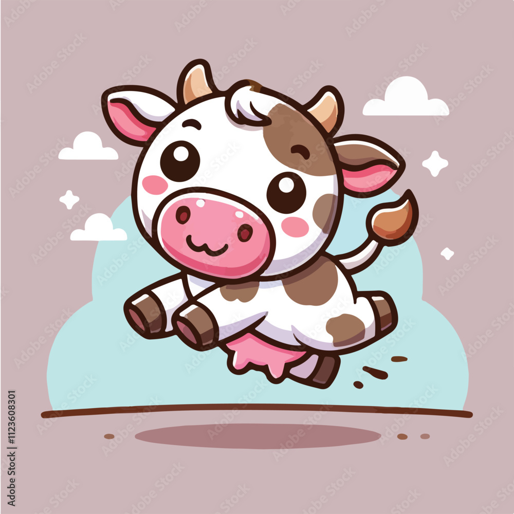 Obraz premium Vector running cow