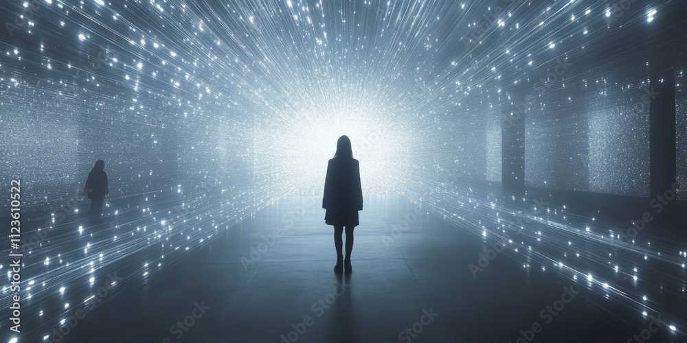 A Journey Through Light in a Metallic Corridor, Generative AI A Journey Through Light in a Metallic Corridor, Generative AI