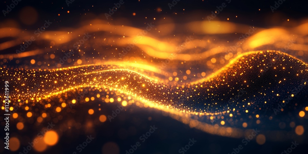 Golden Lines Stretching Towards a Glowing Horizon, Generative AI