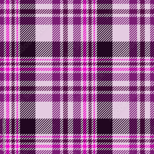 Checkered plaid vector endless pattern in purple hues, textile design