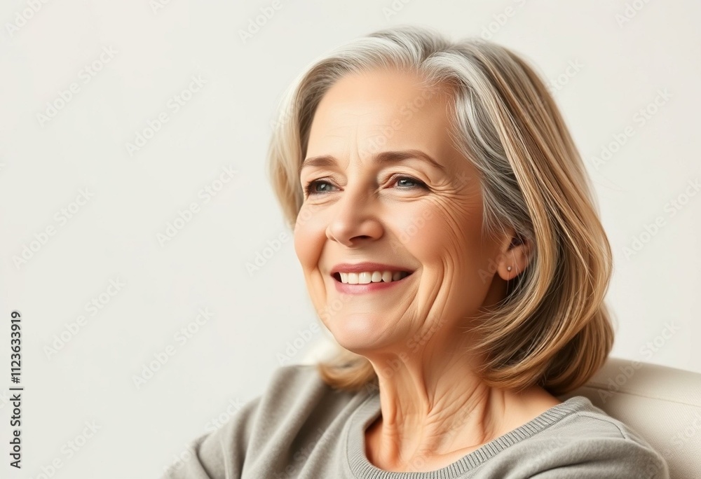 Naklejka premium A serene half-length portrait of a middle-aged woman
