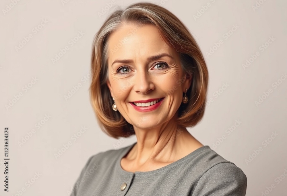 Obraz premium Half-length portrait of a middle-aged woman with a warm smile