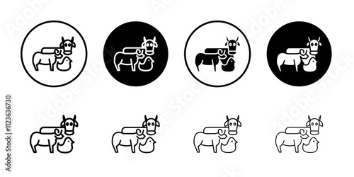 Animal husbandry icon logo sign set vector outline