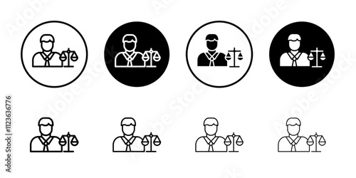 Attorney in law icon logo sign set vector outline