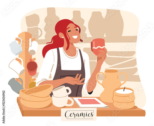 Pottery workshop with craft handmade ceramics small business advertising and promotion scene