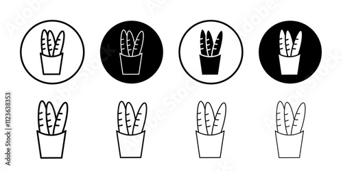 French bread icon logo sign set vector outline