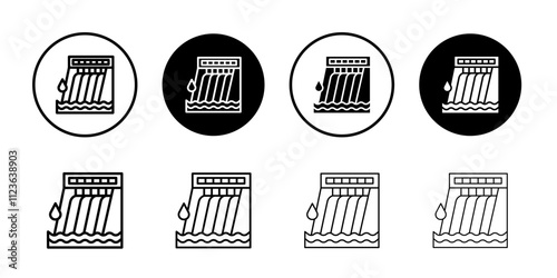 Hydroelectric dam icon logo sign set vector outline