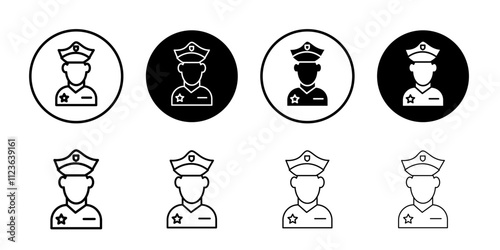 Male chief officer icon logo sign set vector outline