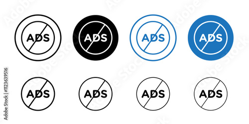 No ads icon logo sign set vector outline
