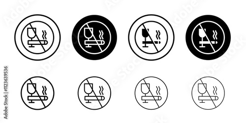 No alcohol and cigarettes icon logo sign set vector outline