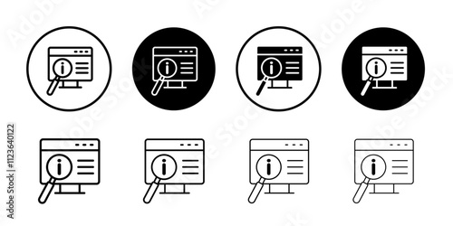 Researching information online icon logo sign set vector outline