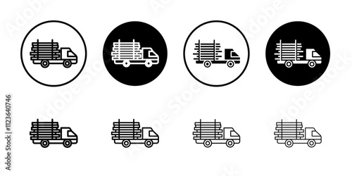 Timber truck icon logo sign set vector outline