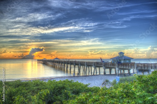 Canvas Print Juno Beach Pier Sunrise