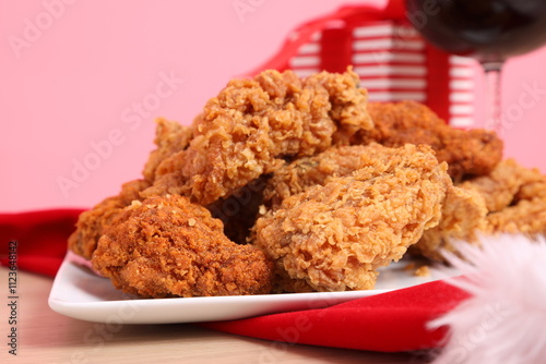 Japanese Christmas dinner with Fried Chicken and Wine