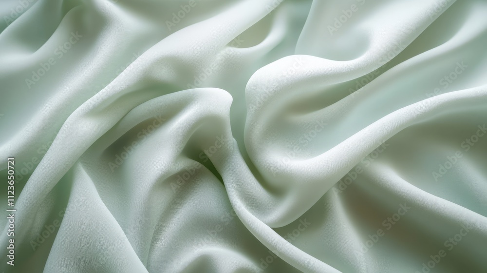 Fototapeta premium Soft white fabric draped elegantly with gentle folds creating a serene and calming visual effect