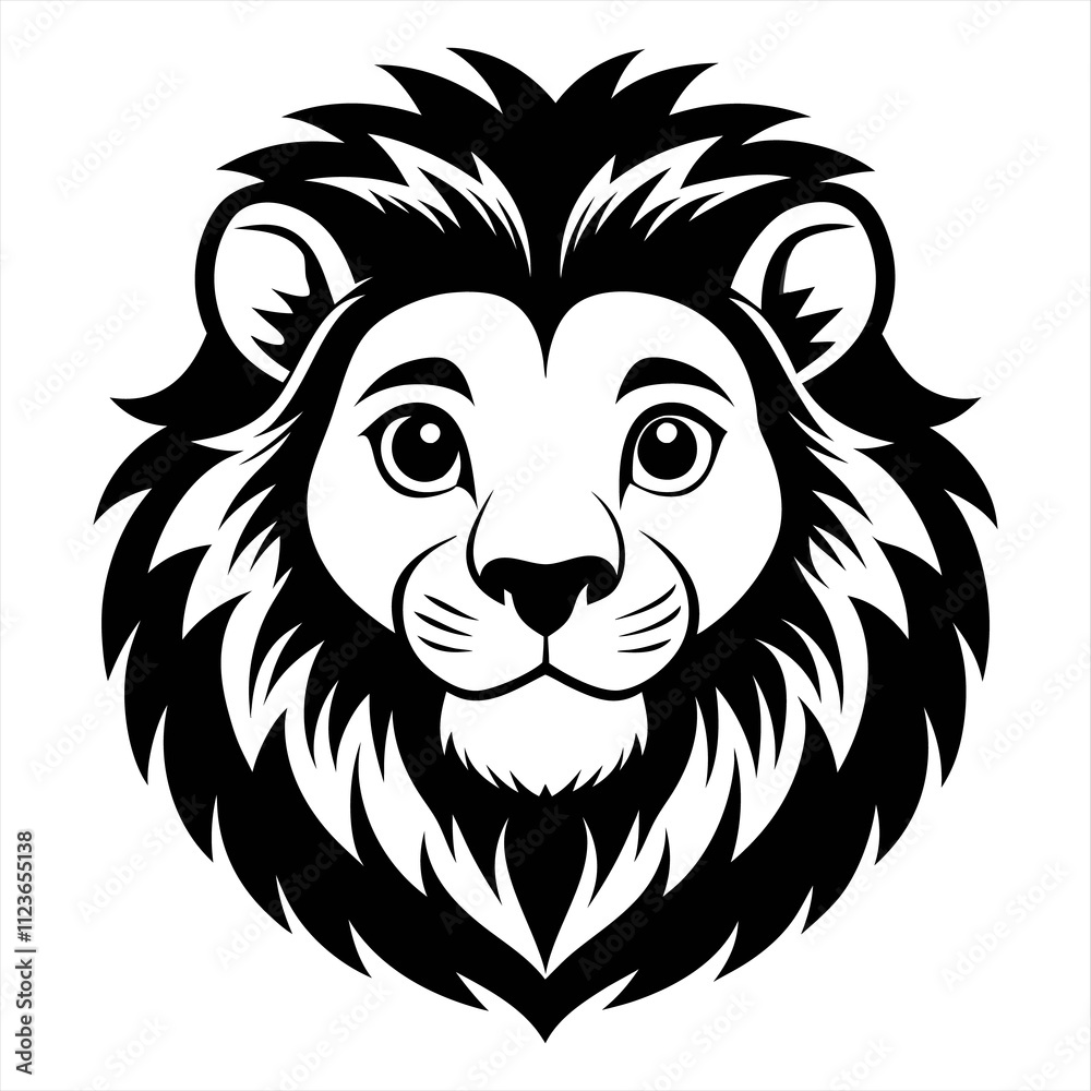 Fototapeta premium Majestic Lion Silhouette in Bold Black Design
