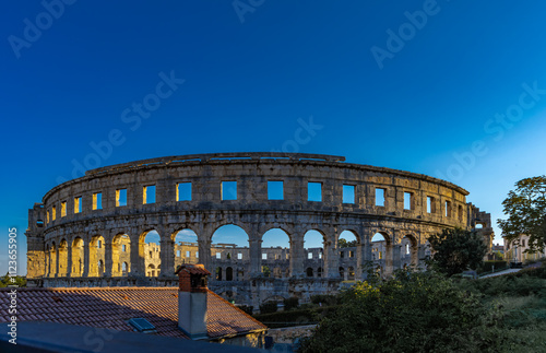 Amphitheater arena for gladiator fights in Pula photo