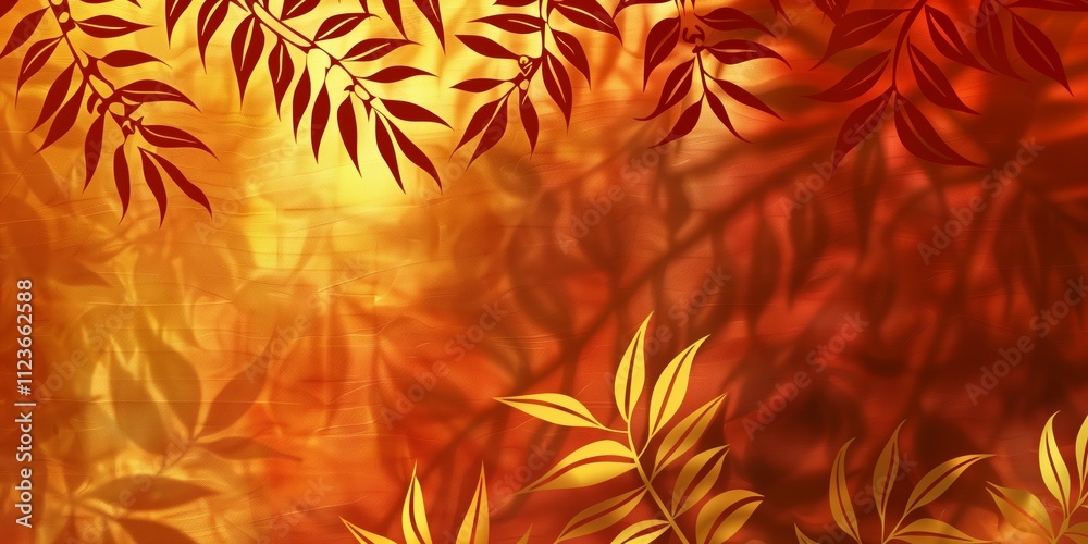 Abstract background with ornament and plant shadows, light background, warm tones. Abstract background with ornament and plant shadows, light background, warm tones.