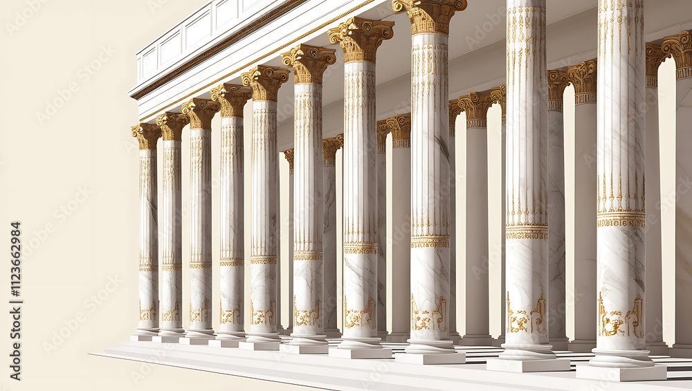 Fototapeta premium Elegant Marble Columns Adorn a Classic Greco Roman Structure