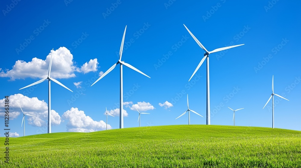 Fototapeta premium Utilizing renewable energy by integrating wind turbines, solar panels, and sustainable technology.