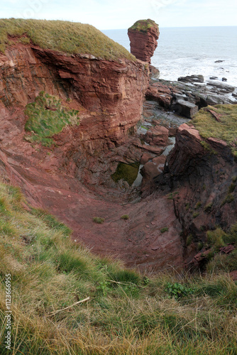 Cliffs between Arbroath and Auchmithie - Angus - Scotland - UK photo