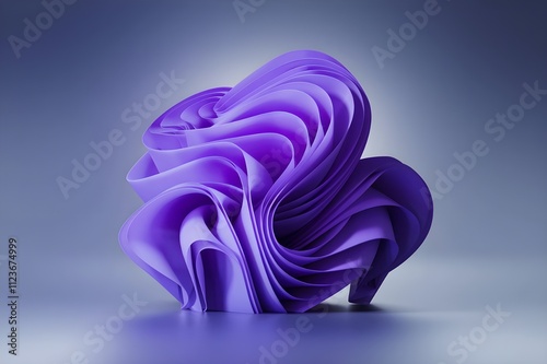 Elegant 3D abstract purple sculpture with intricate folds and smooth textures, perfect for modern art, digital designs, and creative visual projects. photo