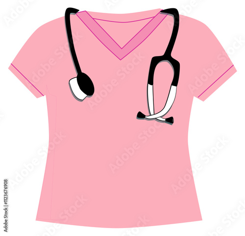 healthcare worker uniform pink shirt with medical equipment - hospital - nurse, doctor, physiotherapist, speech therapist, radiologist