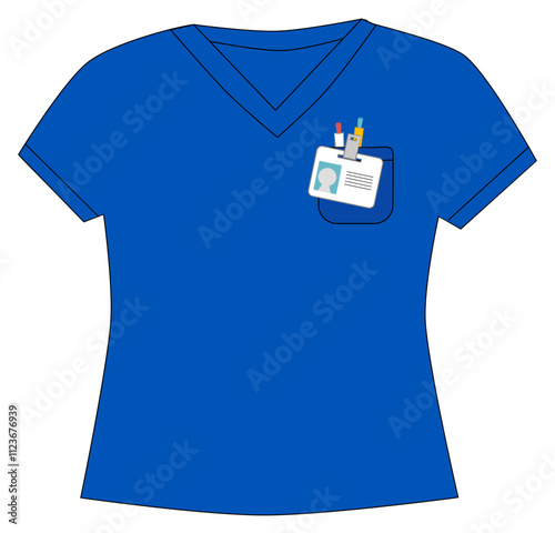 healthcare worker uniform blue shirt with medical equipment - hospital - nurse, doctor, physiotherapist, speech therapist, radiologist -