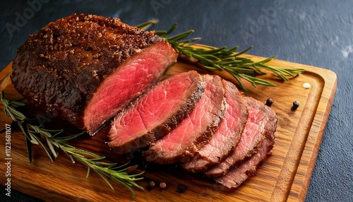 Obraz na płótnie sliced roast beef with rosemary w salonie