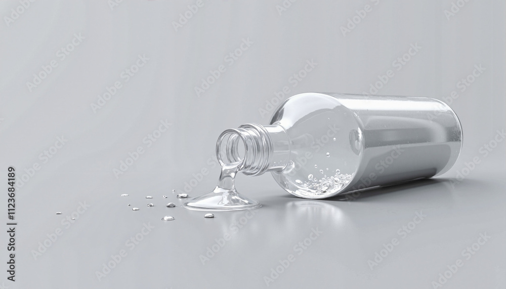 Creative water mockup showcasing a spilled bottle on a minimalist surface Creative water mockup showcasing a spilled bottle on a minimalist surface