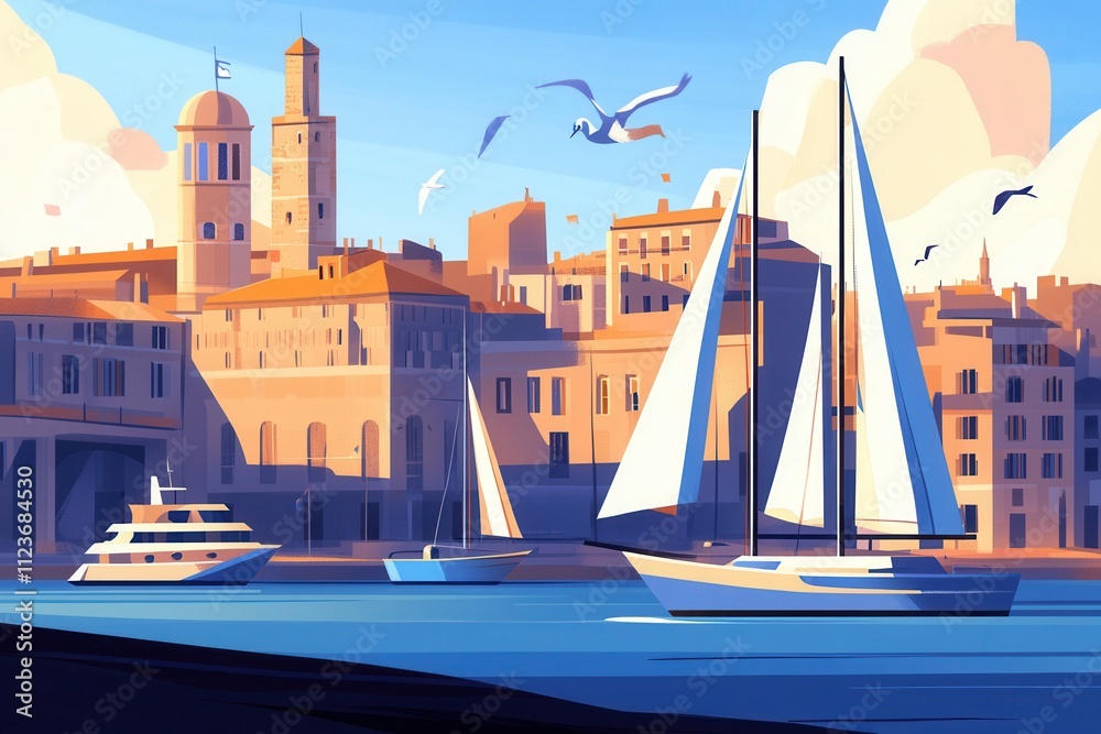 Fototapeta premium The old town of Marseilles, France, showcasing its historical architecture
