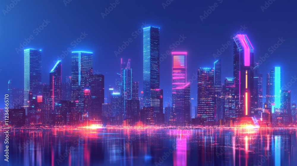 Fototapeta premium Modern Cityscape with Advanced Technology and Abstract Light Effects