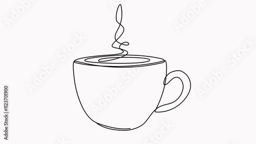 Coffee cup continuous line drawing animated video. Tea hot drink animation.