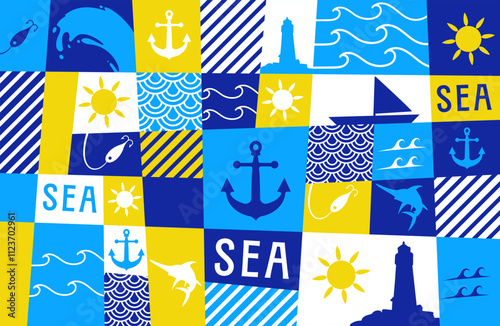 sea ​​graphic pattern and marine theme