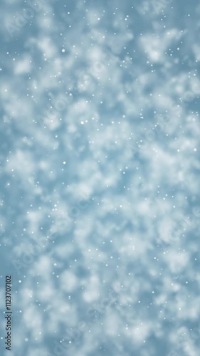 Abudant Snowfall Loop Vertical. Snowfall on blue winter background, seamless loop.
